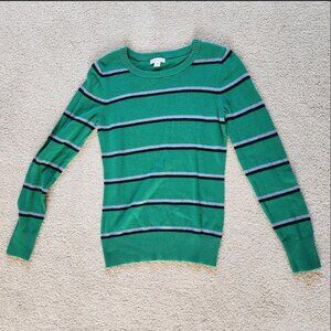 Twee green and black striped sweater